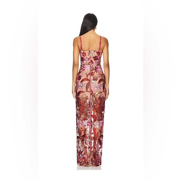Bronx & Banco Dahlia Red Embroidered Sequin Maxi Gown Size S - Picture 4 of 4